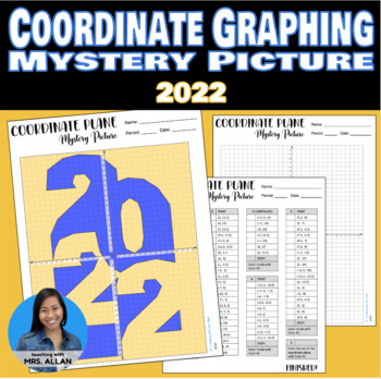 Preview of 4 Quadrants Coordinate Plane Mystery Picture - 2022 (NY22)
