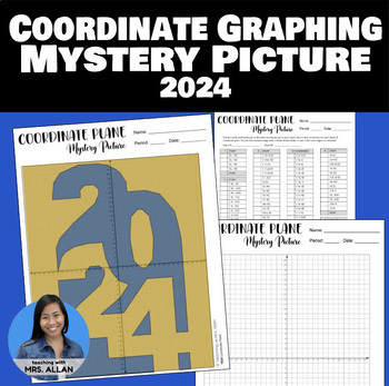 Preview of 4 Quadrants Coordinate Plane Mystery Picture - New Year 2024 (YR24)