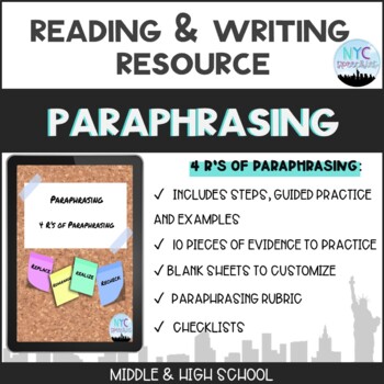 Paraphrasing Examples Teaching Resources | TPT