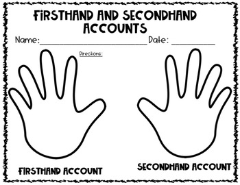 4.RI.6 Firsthand and Secondhand Accounts Lesson and Activity | TpT