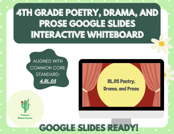 Preview of 4.RL.05 4th Grade Poetry, Drama, and Prose Google Slides Interactive Whiteboard