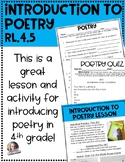 4.RL.5 Poetry Lesson, Activity and Quiz