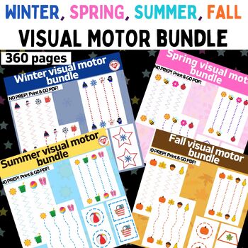 Preview of 4 SEASONS VISUAL MOTOR WORKSHEET BUNDLE: 360 pgs Tracing/cutting shapes/lines