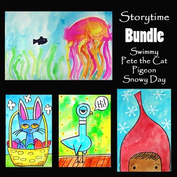 Preview of 4 STORY BOOK COMPANION Video Art Projects BUNDLE | Drawing & Painting Lessons