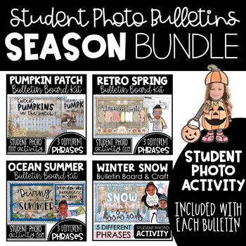 Preview of Bulletin Board Season Bundle with Crafts/Activities - Fall Winter Spring Summer