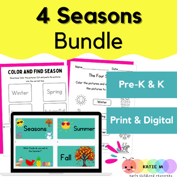 Preview of 4 Seasons Bundle - Digital & Printable - Google/Nearpod - Cut& Paste - Color