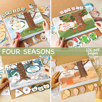 Preview of 4 Seasons Busy Books Bundle - Winter, Spring, Summer, Fall Toddler Quiet Books