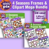 4 Seasons Clipart and Frames Megabundle
