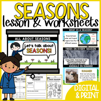 Preview of 4 Seasons Sort Seasonal Changes Lesson and Worksheets