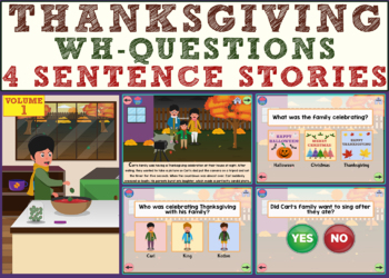 Preview of 4 Sentence Stories (Recalling Details and Critical Thinking) - Thanksgiving Boom