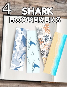 Preview of 4 Sharks Bookmarks / Printable Bookmarks / PDF