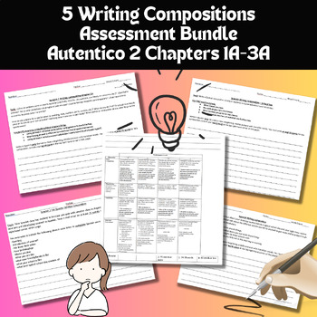 Preview of Spanish 1 or 2: 5 Writing Composition Prompts w/ Checkpoint B Assessment Rubrics