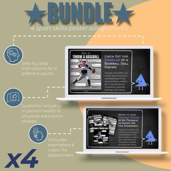 Preview of 4 Sport Skills Poster Assignments Bundle (+rubric!)