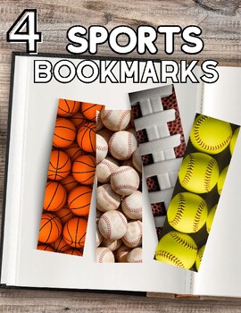 Preview of 4 Sports Bookmarks / Printable Bookmarks / PDF
