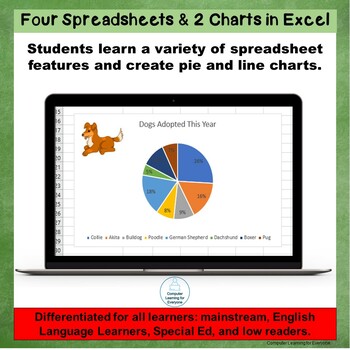Preview of 4 Spreadsheets & 2 Charts (Pie & Column) in Excel  Spreadsheet Resource 3