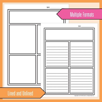 4 Square Graphic Organizer Template- Printable and Digital by EzPz-Science
