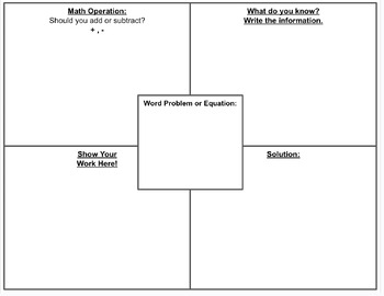 Preview of 4-Square Graphic Organizer for Problem Solving