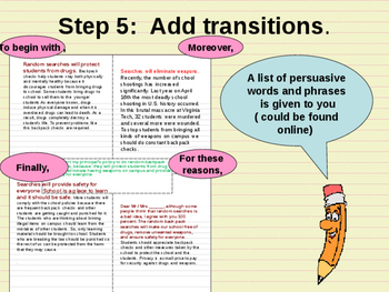 what is a transition in a persuasive essay