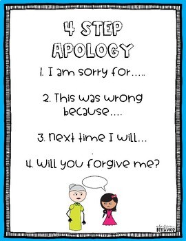 4 Step Apology Poster and Letter Template | TpT