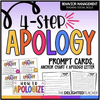 Preview of 4-Step Apology Prompt Cards & Student Apology Letter