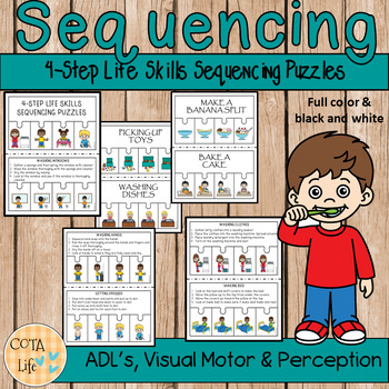 Preview of 4-Step OT Life Skills Sequencing Puzzle Cards