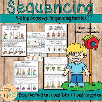 Preview of ($2 FLASH DEAL) 4-Step Occupational Therapy Seasonal Sequencing Puzzle Cards