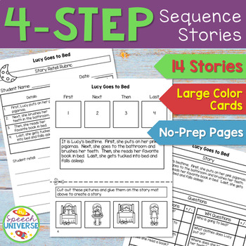 Preview of Four Step Sequence Stories, Retell, and Wh-Questions