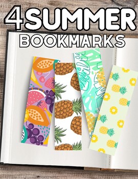 Preview of 4 Summer Bookmarks / Printable Bookmarks / PDF