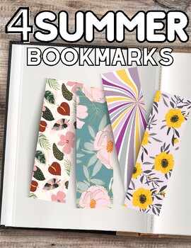 Preview of 4 Summer Bookmarks / Printable Bookmarks / PDF