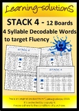 4 Syllable Words Game - STACK 4 - 12 Boards/600 decodable words