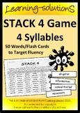 4 Syllable Words Game - STACK 4 + Flash Cards to target DE