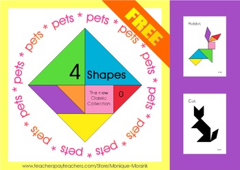 Preview of Tangram: 4 Shapes - The new Classic Collection - Puzzle Cards - Freebie