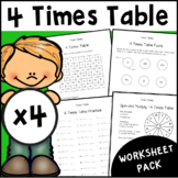 4 Times Table Worksheet Pack | Multiplication Facts Activities