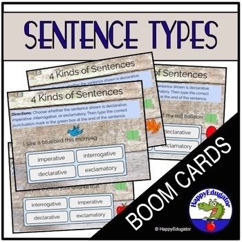 Preview of 4 Types of Sentences BOOM CARDS with Easel Assessment Digital and Print Resource