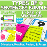 4 Types of Sentences Bundle | Posters Worksheets Task Cards Boom Cards