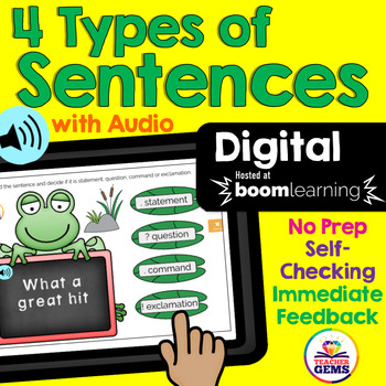 Preview of 4 Types of Sentences Digital Boom Cards Distance Learning
