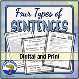4 Types of Sentences Grammar Worksheets and Easel Activity