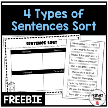 Preview of 4 Types of Sentences Sort FREEBIE