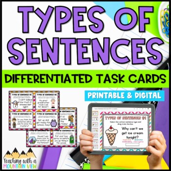 Preview of Four Types of Sentences Task Cards
