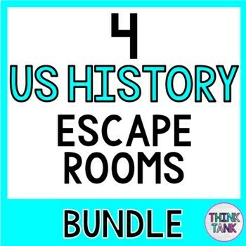 Preview of 4 U.S. History ESCAPE ROOMS BUNDLE - Constitution, Revolutionary War