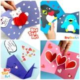 4 Valentine's Day Cards or for Mom  -  3 Pop Up Cards Tech