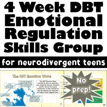 Preview of 4 Week No Prep DBT Emotional Regulation Group for Neurodivergent Teens