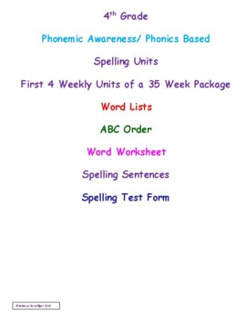 Preview of 4 Week Trial - 4th Grade Phonemic Awareness/Phonics Based Spelling Units-4 Weeks