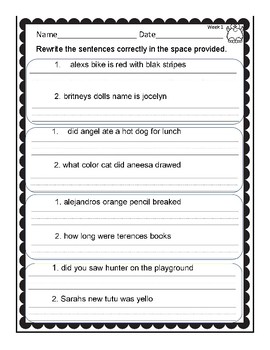 4 Weeks Of Daily Language Sentence Labeling & Editing Sentence Structure