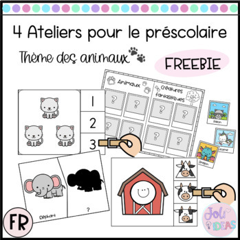 Preview of 4 ateliers pour le préscolaire - Thème des animaux - Gratuit - FR