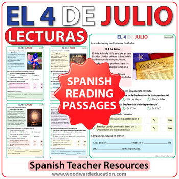 Preview of 4 de julio - 4th of July Spanish Reading Passages