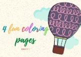 4 different fun coloring pages for kids