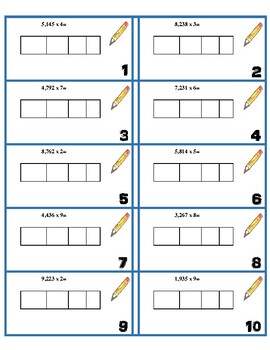 4 digit by 1 digit multiplication area model task cards set 1 by kbonita