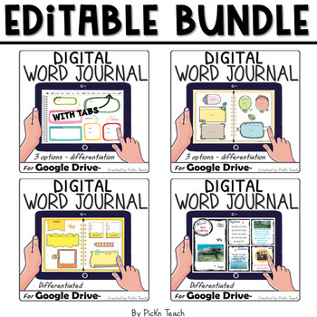 Preview of 4 digital word journals vocabulary notebooks NO PREP NO PAPER