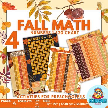 Preview of 4 fall math activities for preschoolers: 17" x 22" Posters | Numbers 1-120 Chart